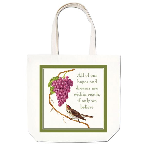 Bird with Grapes Large Tote