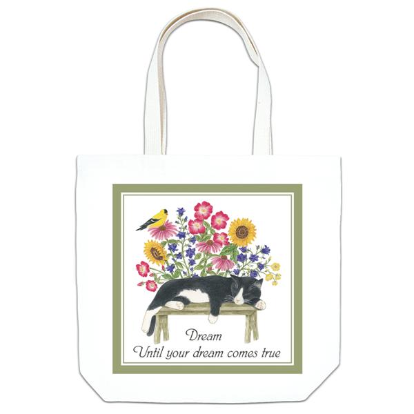 Cat on Bench Large Tote