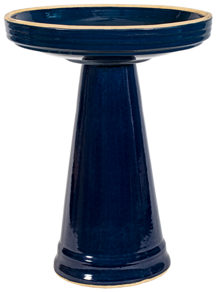 Simple Elegance Birdbath Top and Pedestal Set  Heaven Blue