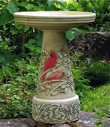 Hand Painted Summer Cardinal Bird Bath