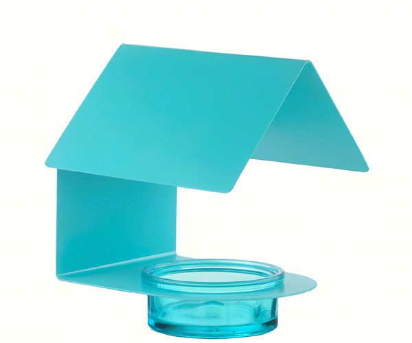 6 inch Aqua Metal & Glass House Bird Feeder