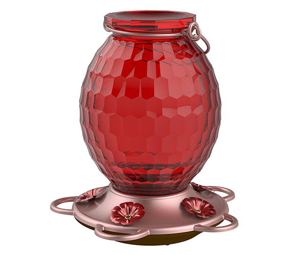 Gem Red Glass Hummingbird Feeder