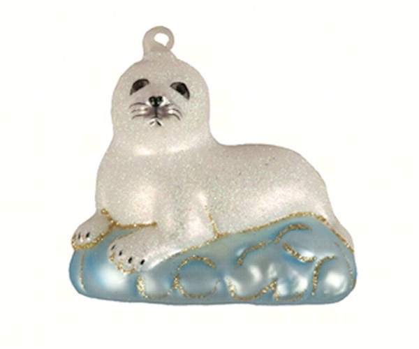 Cobane Baby Harp Seal Glass Ornament