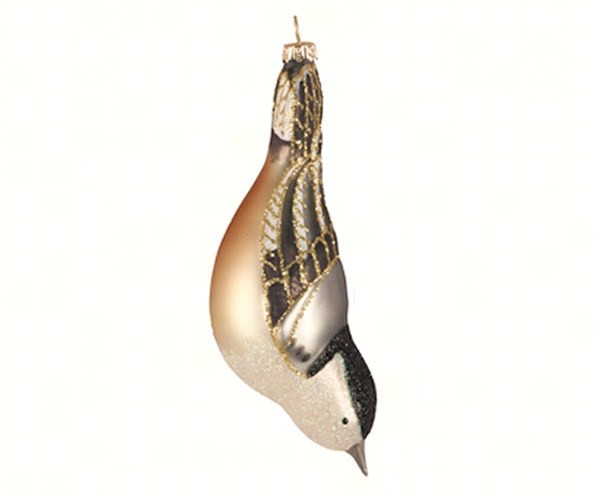  Cobane White Breasted Nuthatch Glass Ornament