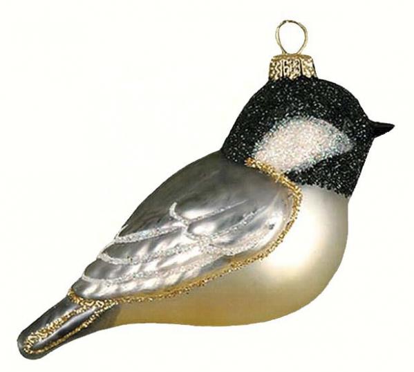  Cobane Black Capped Chickadee Glass Ornament