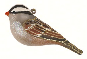  Cobane White Crowned Sparrow Glass Ornament