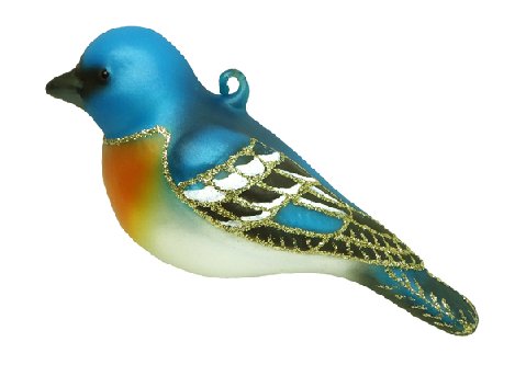  Cobane Lapis Lazuli Bunting Glass Bird Ornament