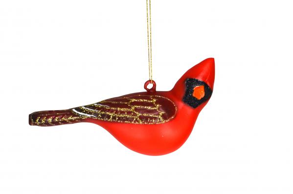  Cobane Male Northern Cardinal - turned Head Glass Bird Ornament