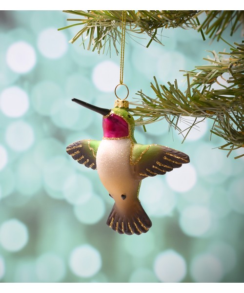  Cobane Male Ruby Throated Hummingbird Flying Glass Ornament