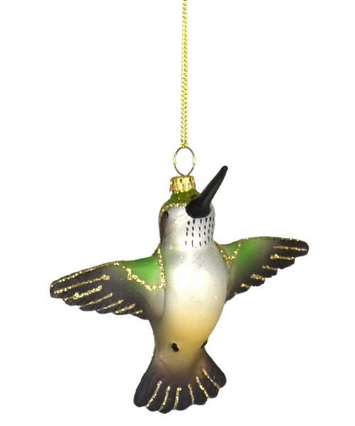  Cobane Female Ruby Throated Hummingbird Flying Glass Ornament