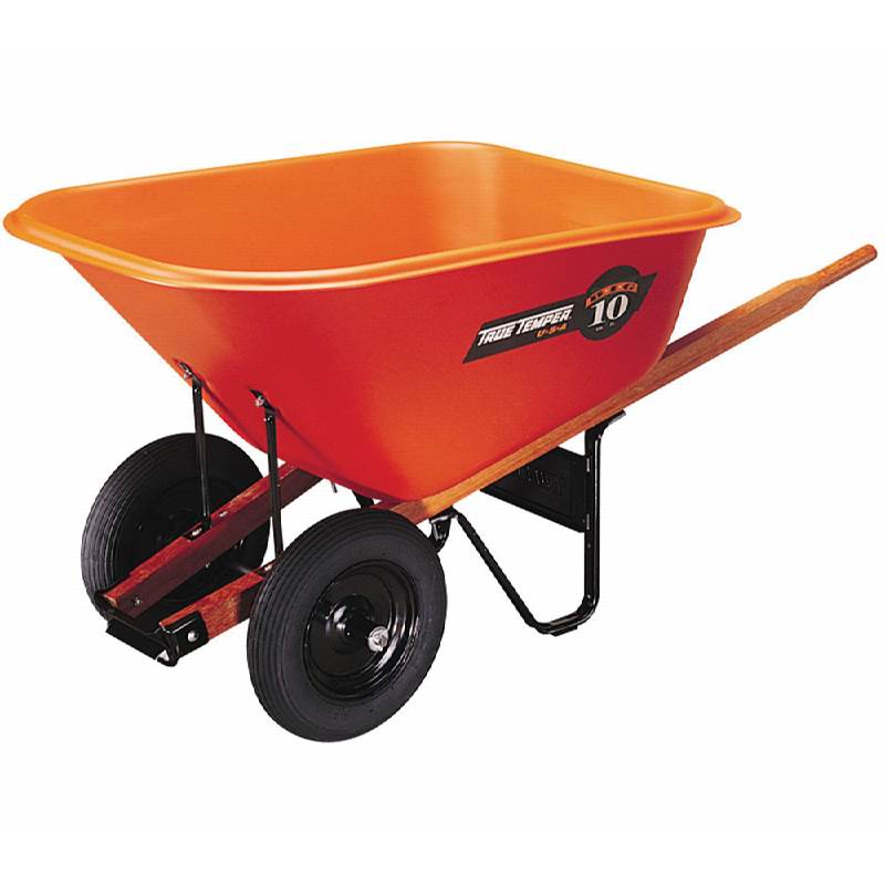 Ames Jackson 10cf Contractor Orange Wheelbarrow Dual Wheel