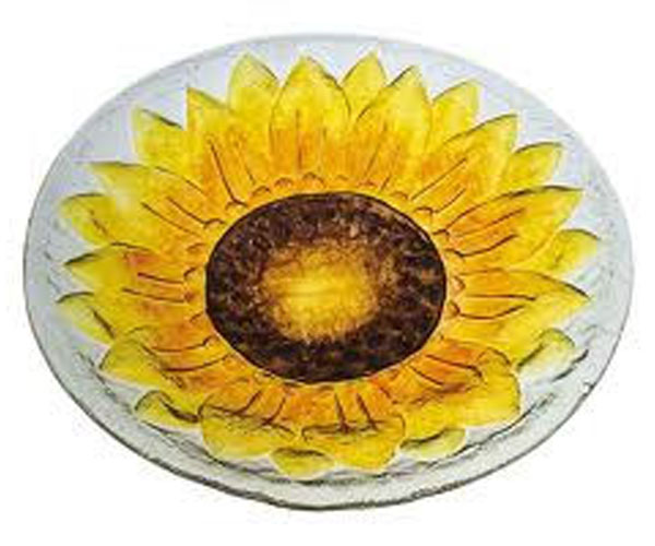 Yellow Sunflower Glass Bird BathEG2GB010