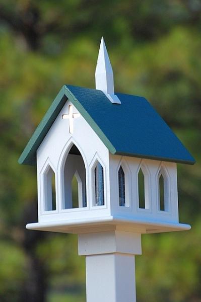 10 inch White Vinyl Church Bird Feeder 