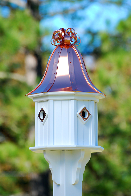 Copper Curly Roof Birdhouse-White Vinyl 34 in. x 14 in