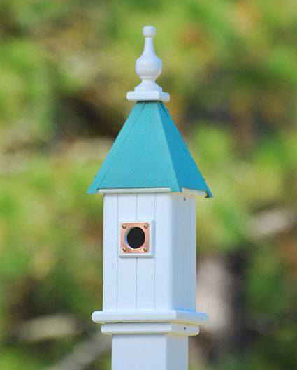 Copper Verdigris Roof Bluebird House-White Vinyl 24 in. x 6 in