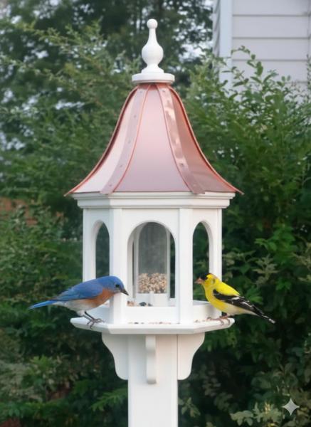 Copper Roof Bird Feeder in Vinyl/PVC 12-inch