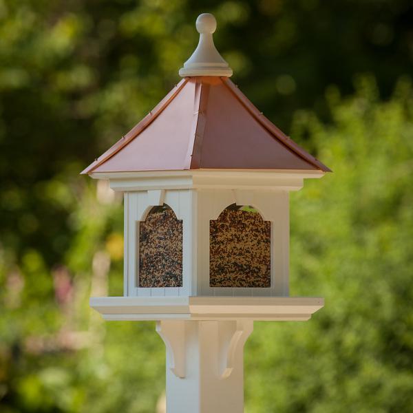 Copper Roof Bird Feeder-Large Capacity Post Mount