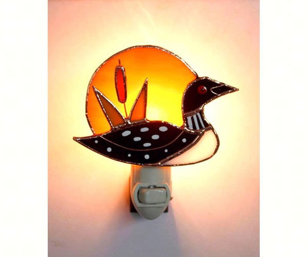 Stained Glass Loon Sunrise Nightlight