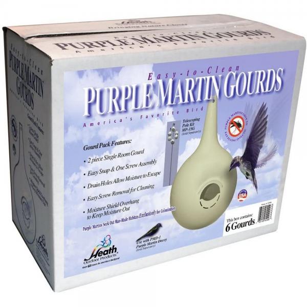 6 Pack 2 Piece Easy Clean Purple Martin Gourd Starling Resistant