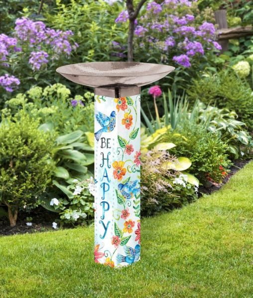 Happy Bluebirds Bird Bath  Lori Siebert With Stainless Topper 