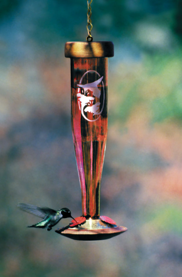 Schrodt Designs Ruby Etched Hummingbird Lantern