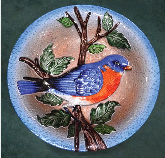 Glass Bluebird Birdbath