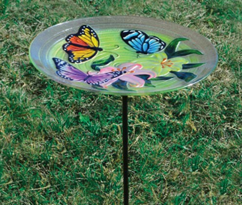 Butterfly Trio Staked Birdbath