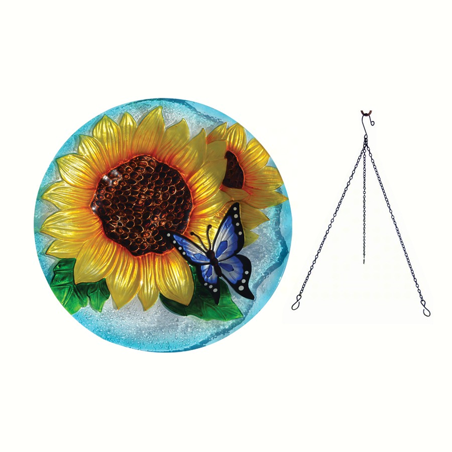 Blooming Sunflower Hanging Birdbath