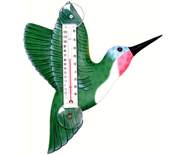 Green Hummingbird Window Thermometer