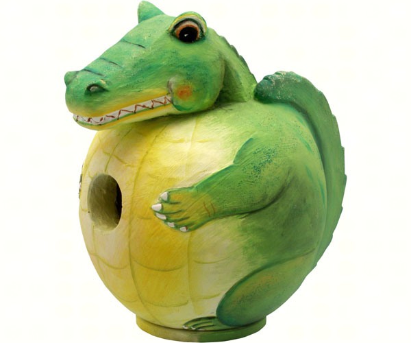 Handcarved Alligator Shaped Gord-O Birdhouse