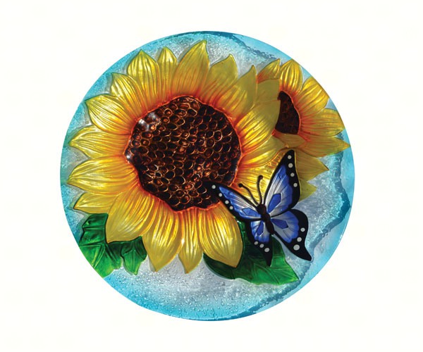 18 inch Diameter Blooming Sunflower Birdbath 