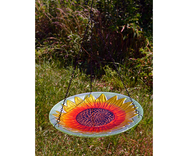 Sunflower Glass Hanging Birdbath