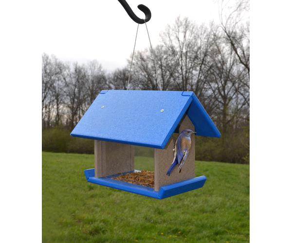 Songbird Essentials Recycled Plastic Meal Worm Feeder Blue Grey