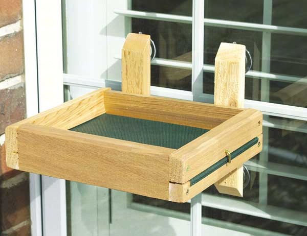 Platform Window Mounted Bird Feeder Wood Tray