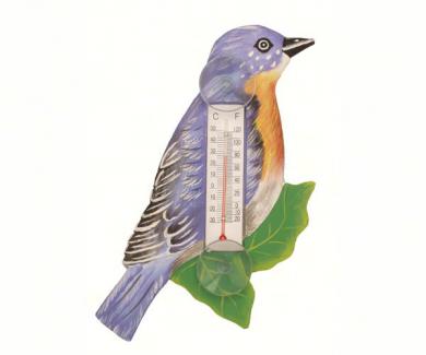 Bluebird on Branch Small Window Thermometer