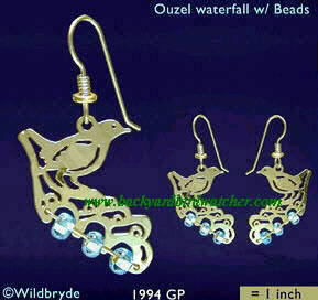 Wild Bryde Ouzel Waterfall with Blue Beads Earrings