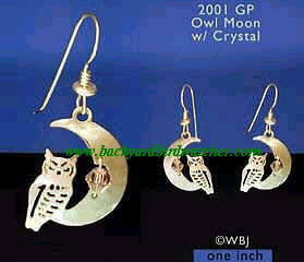 Wild Bryde Owl With Crystal Moon Earrings