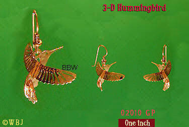 Wild Bryde 3- D Hummingbird Earrings