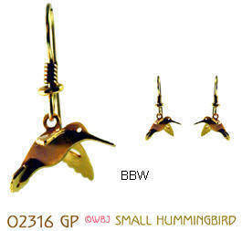 Wild Bryde 3-D Miniature Hummingbird Earrings