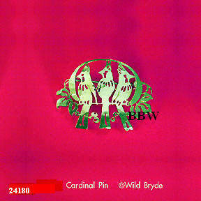 Wild Bryde Cardinal Pin (Three Cardinals on Branch)