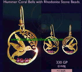 Wild Bryde Hummingbird with Corel Bells Earrings