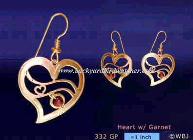 Wild Bryde Heart With Garnet Earrings