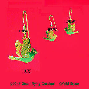 Wild Bryde Small Flying Cardinal Earrings