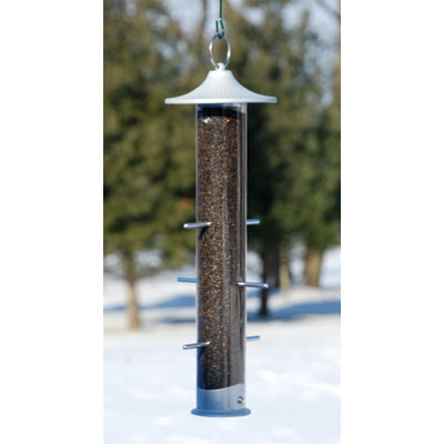 TAILS UP Upside Down Thistle Tube Feeder-Pearl Finish