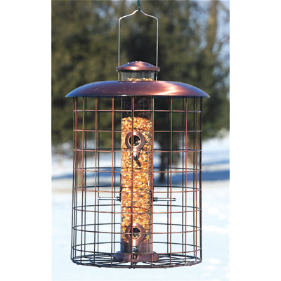 Woodlink Brushed Copper Finish Metal Caged 6 Port Seed Feeder