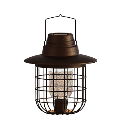 Modern Farmhouse Solar Barn Cage Light Seed Feeder