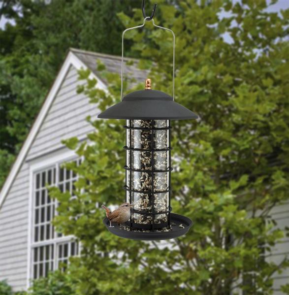 Modern Farmhouse Metal & Glass Seed Feeder