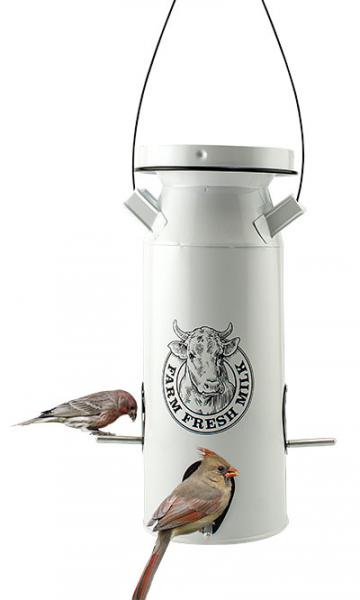 Farm Fresh Milk Can Bird Feeder