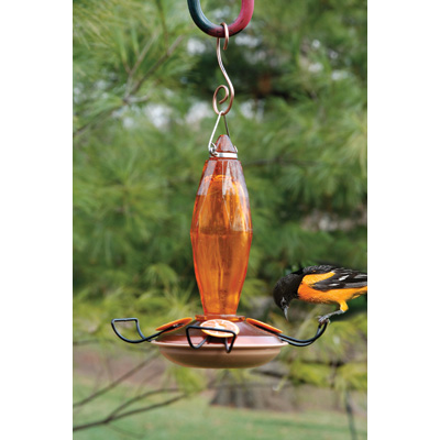 Copper Color Cut Glass Oriole Feeder