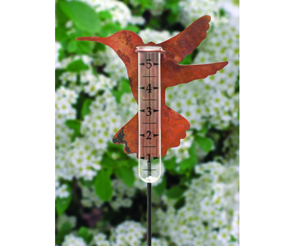 Ancient Graffiti Natural Flamed Copper Rain Gauge - Hummingbird-680